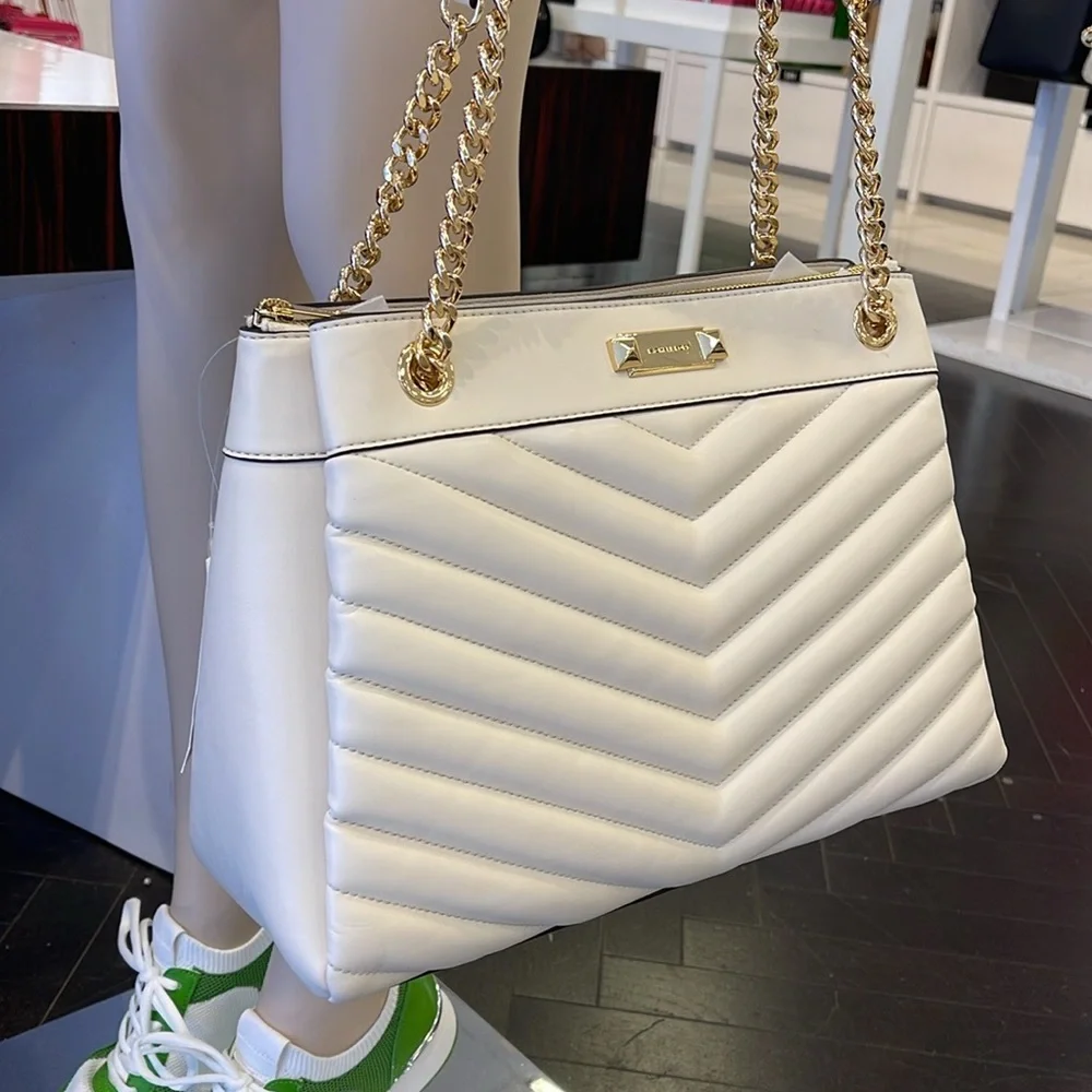 Michael Kors Whitney Medium Quilted Tote Shoulder Bag  Light Cream  NWT